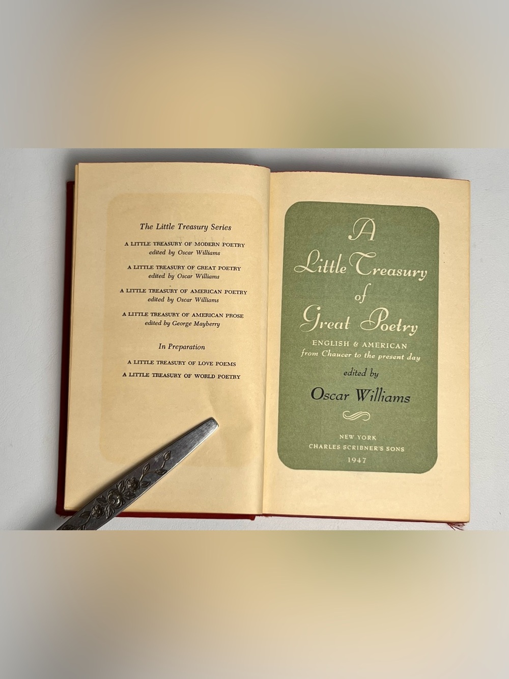 A Little Treasury of Great Poetry Oscar Williams 1947 Scribners Hardcover
